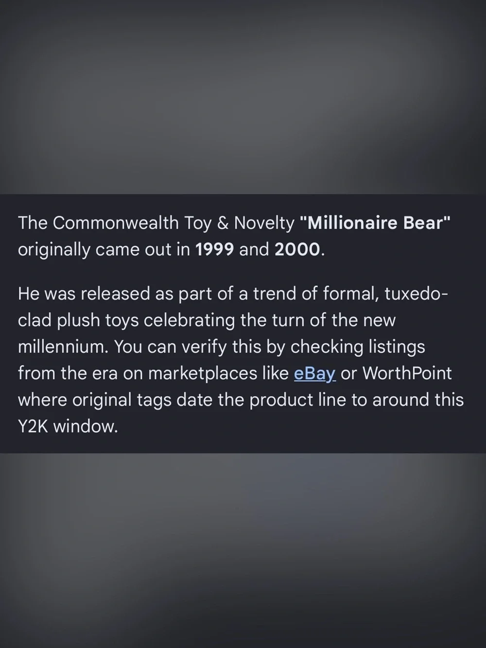 🌼VTG:Commonwealth Toy & Novelty Co. Millon Dollar Bear